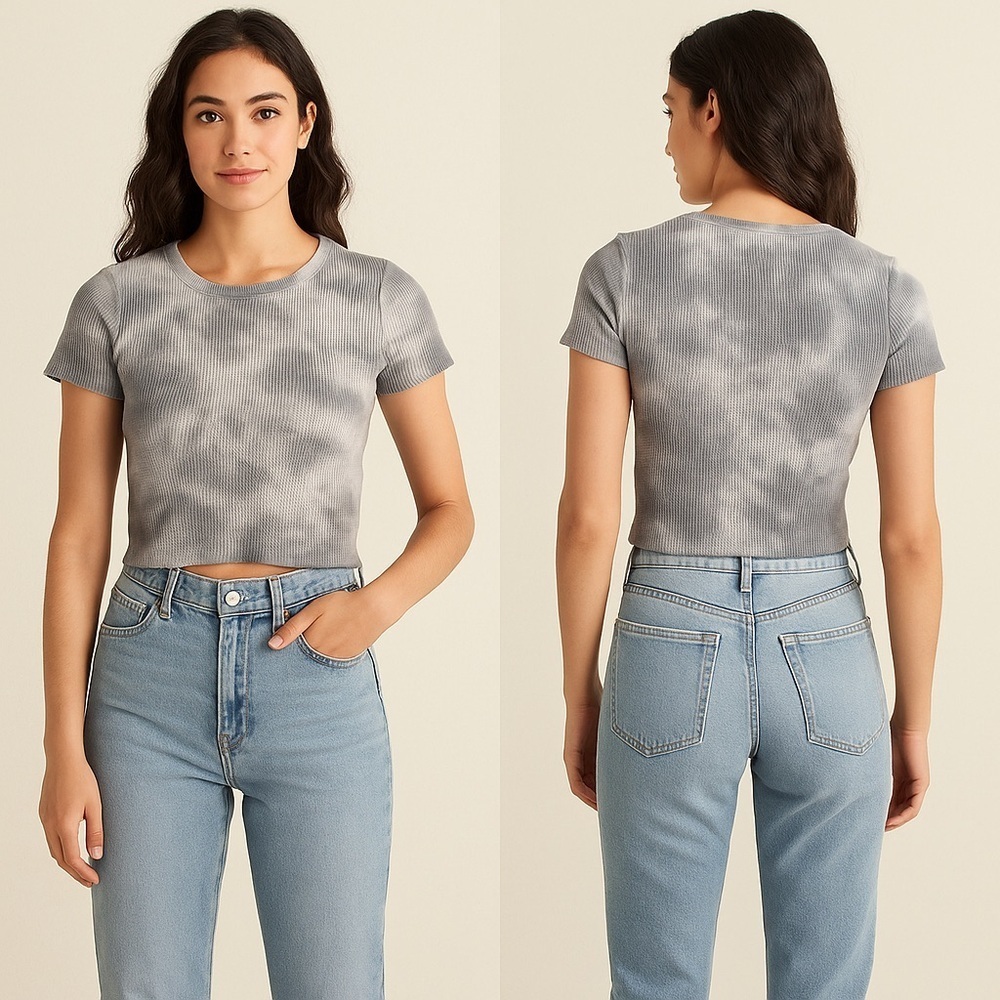 💫 Hollister Tie-Dye Waffle Knit Crop Tee (Size S)